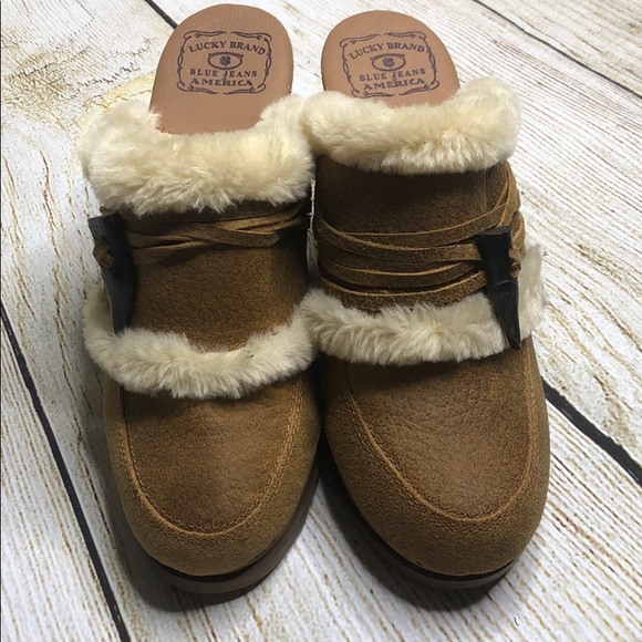 Lucky Brand Shoes - Lucky Brand Faux Suede Faux Fur Wedges